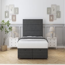 Sloomy Texas Graphite Dumfries Ottoman Bed Base With 54" Floor Standing Headboard 4'6 Double | Grey | Graphite | Double | 1