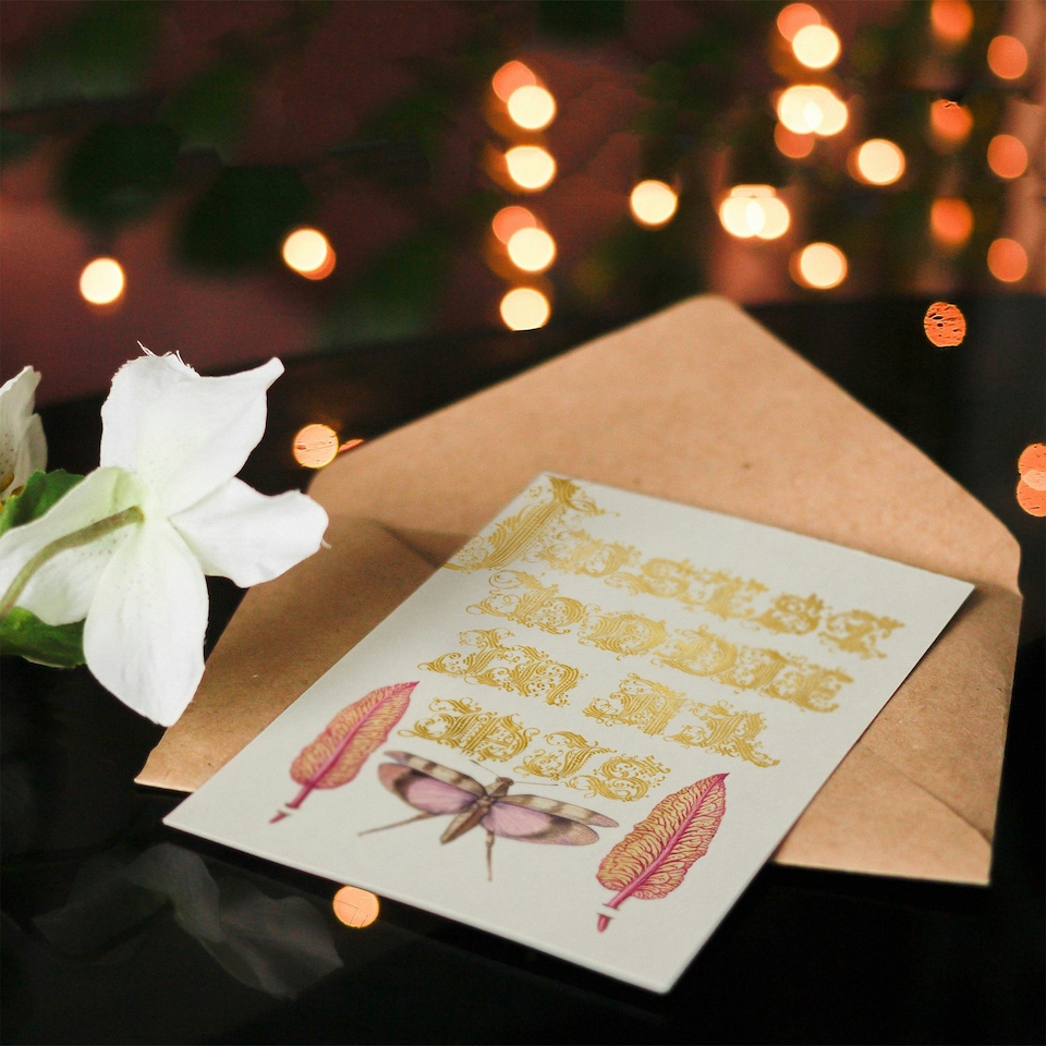 image 1 of Model Book of Calligraphy Art Card Chard and Red Winged Grasshopper
