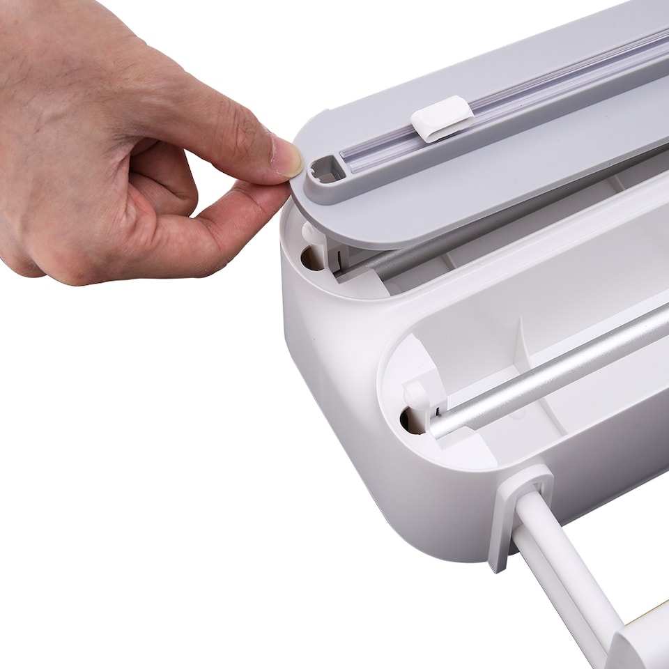 image 1 of Living and Home Dual-Layer Magnetic Wrap Dispenser with Cutter | White