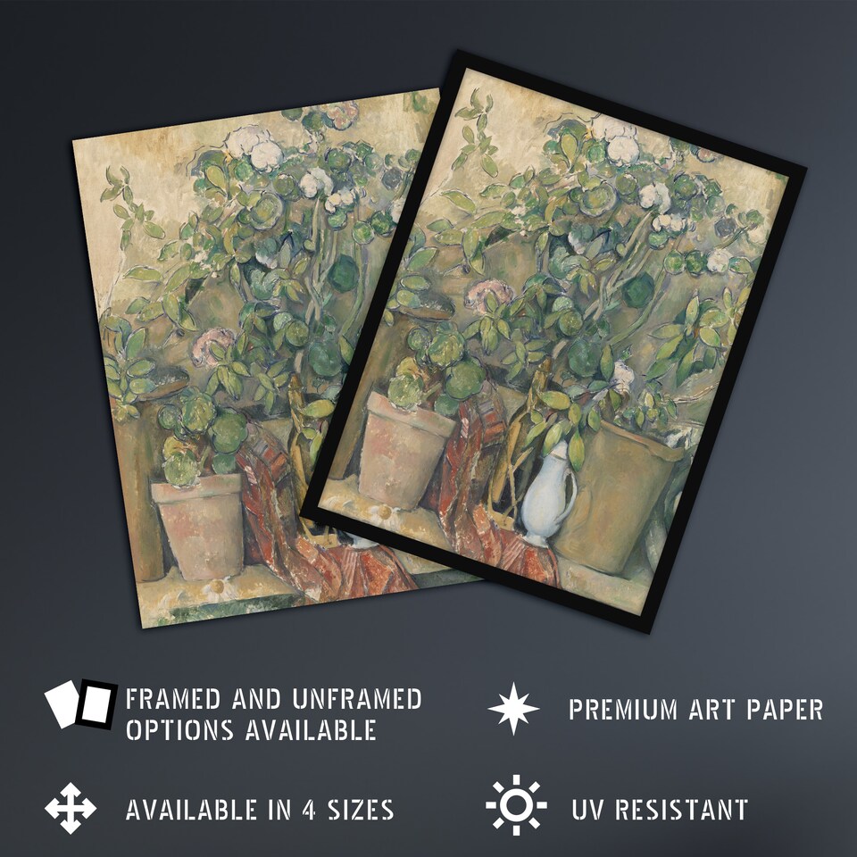 image 1 of Terracotta Pots and Flowers Paul Cezanne Wall Art Poster Print 12X16"