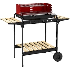 Outsunny Charcoal Barbecue BBQ Grill Trolley  5-level Grill Height Ash Catcher