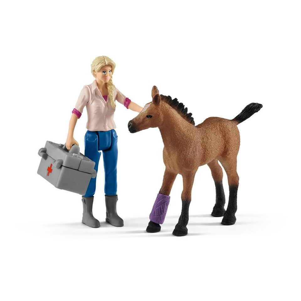 image 1 of SCHLEICH Farm World Vet Visiting Mare and Foal Toy Figure Set