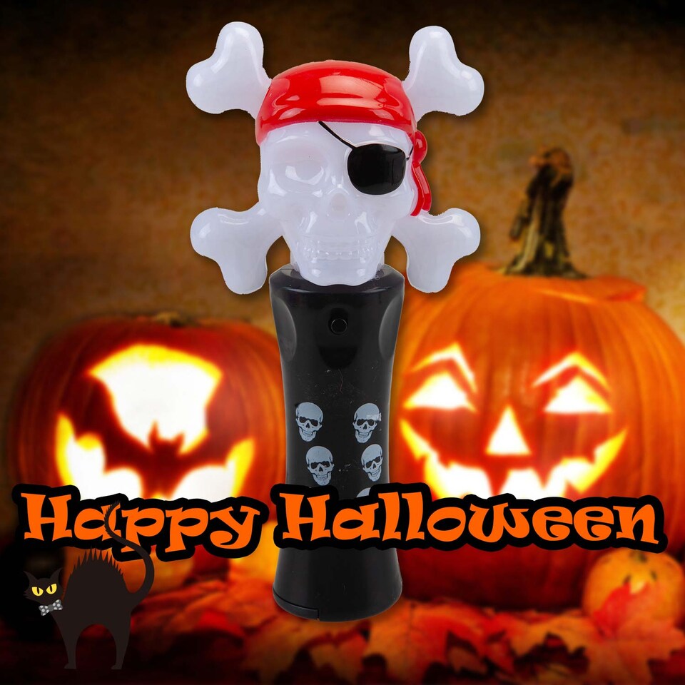 image 1 of PMS Halloween Flashing Pirate Wand - 18.5cm Trick-or-Treat Accessory
