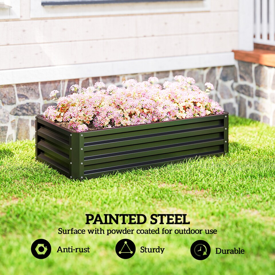image 1 of Outsunny Raised Garden Bed Elevated Planter Box for Flowers Grey