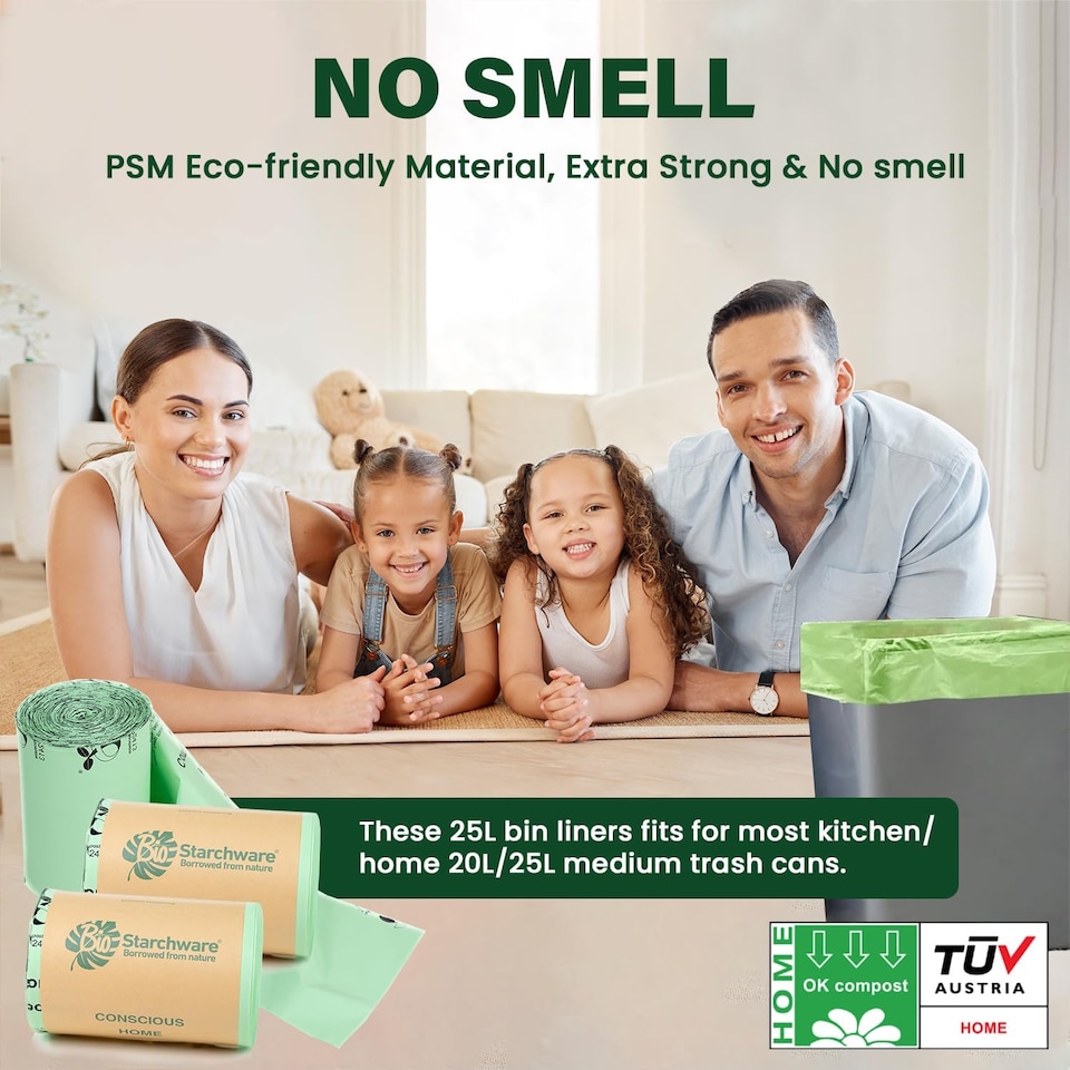 image 1 of ECONX 25 Litre X 200 Biodegradable Bin Liners Bags Food Waste Bags