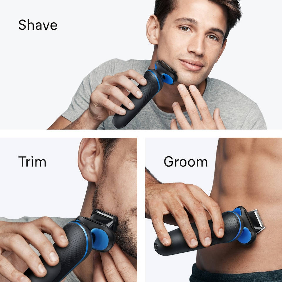 image 1 of Braun Series 5 Electric Shaver, Up to 50 min, +2 Attachments, 52-B1650S, Blue