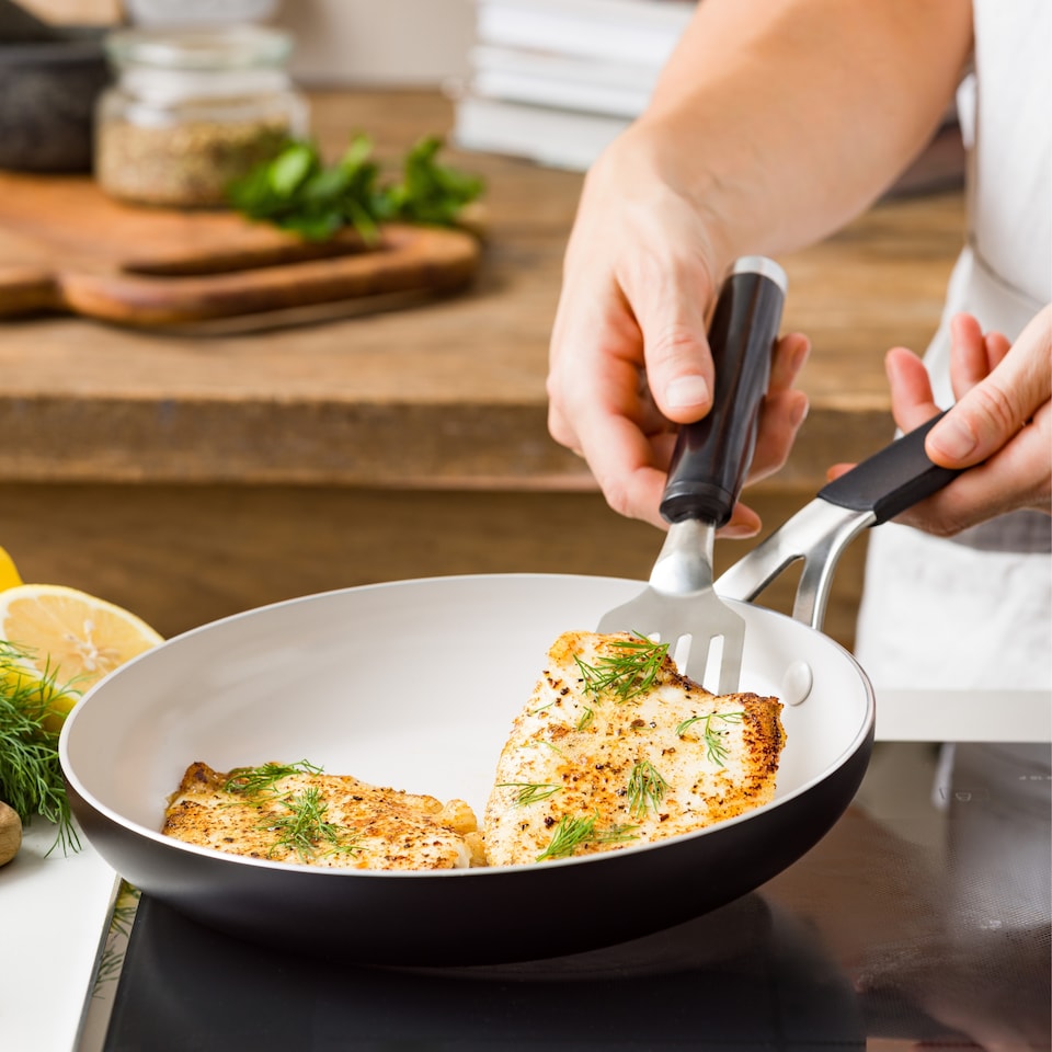 image 1 of KitchenAid Coloured Aluminium Frying Pan, 24cm, Matt Black