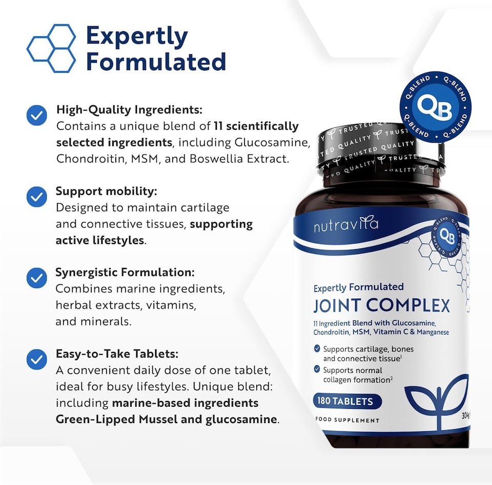 image 1 of Nutravita Joint Complex with Glucosamine and Chondroitin High Strength + Vitamin D + Vitamin C + MSM & Manganese - 180 Glucosamine Tablets