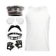 image 1 of 80's Rock Star Set - Vest, Hat, Glasses, Moustache, Gloves & Armband | Multi | M