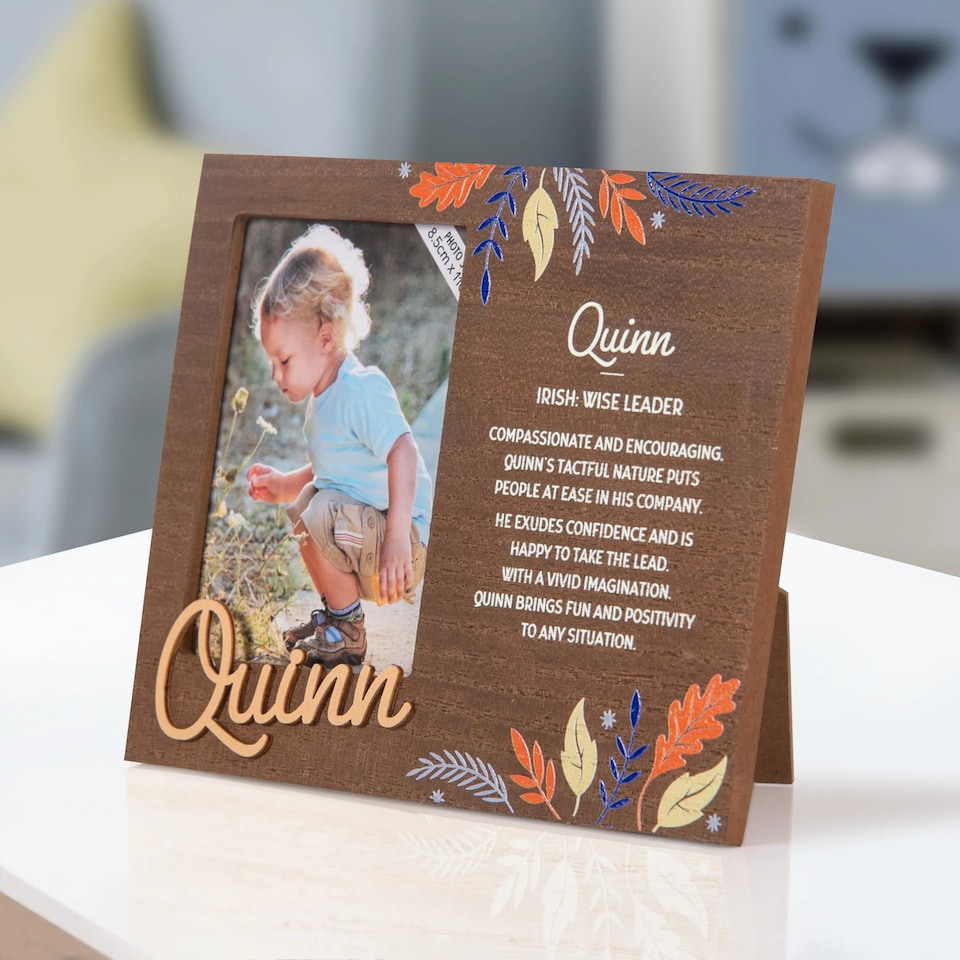 image 1 of History & Heraldry Pre-Personalised Kids Wooden Picture Frame - Quinn