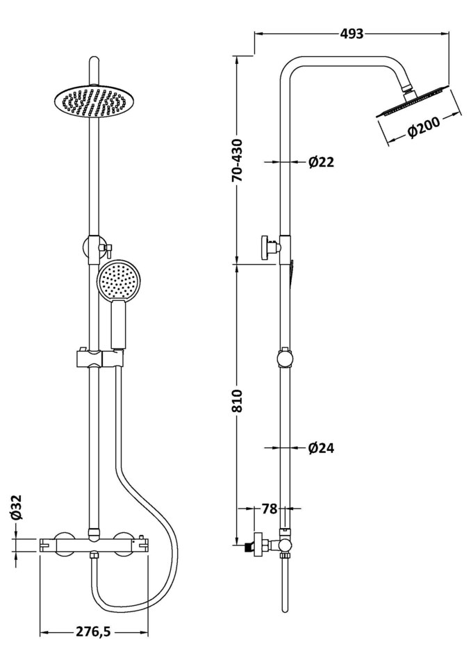 image 1 of Balterley Contemporary Round Thermostatic Shower Kit with Fixed Head and Adjustable Handset