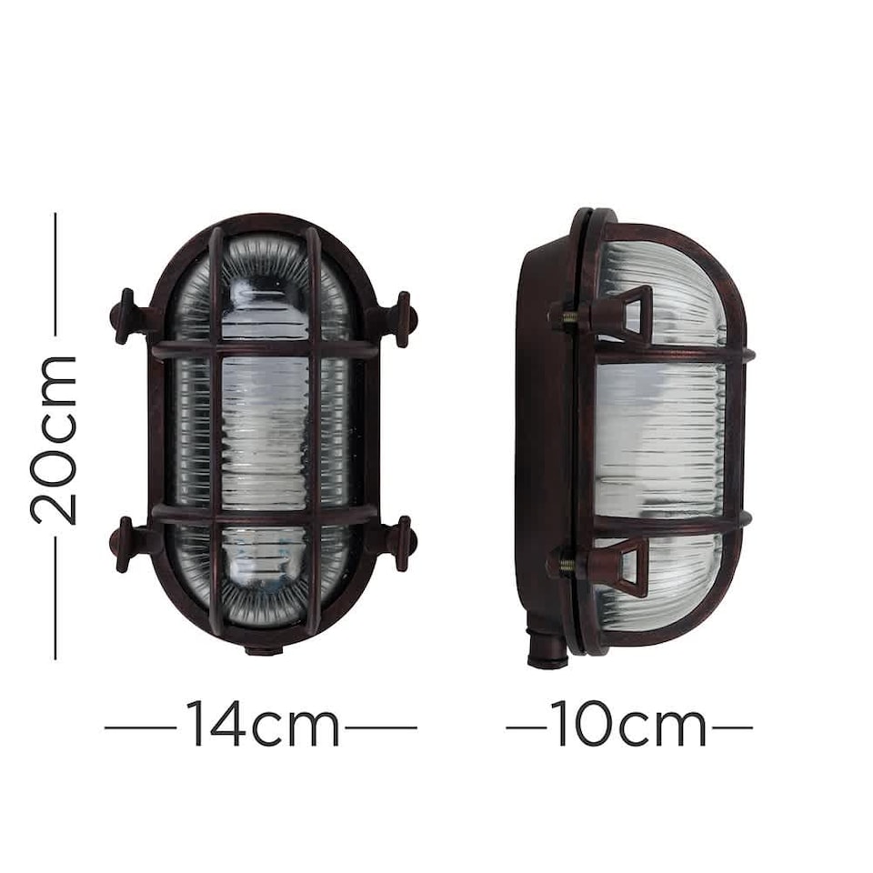 image 1 of ValueLights Bow Nautical Brown Bulkhead Light & 6500K Bulb | Bronze