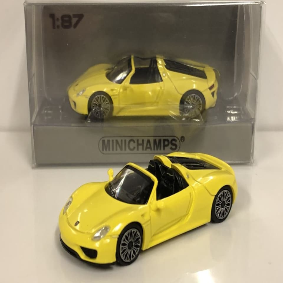 image 1 of Minichamps 870062131 Porsche 918 Spyder 2013 Yellow 1:87 Scale