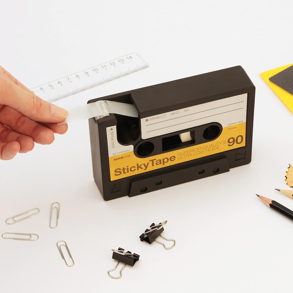 image 1 of Suck UK 3 Piece Cassette Tape Notebooks & Retro Cassette Tape Dispenser Desk