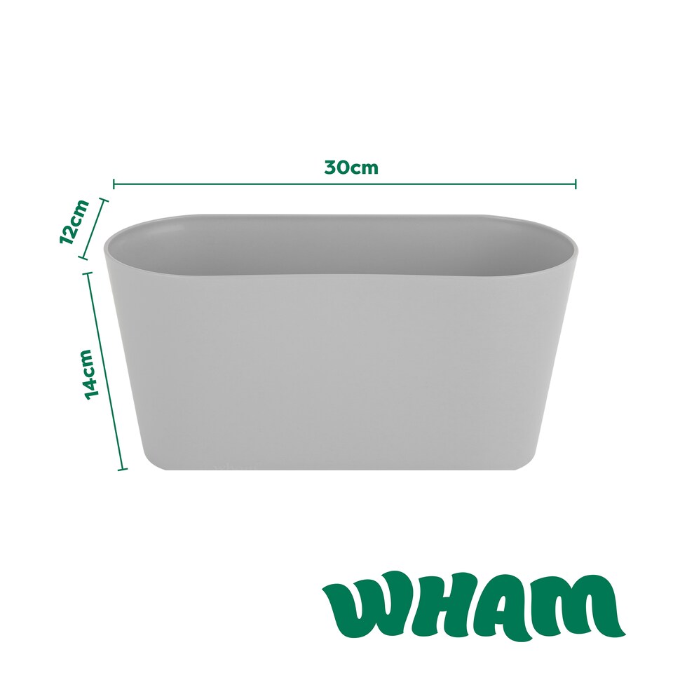 image 1 of Wham studio 4x 30cm Oval Plastic Trough | Grey | Cool Grey