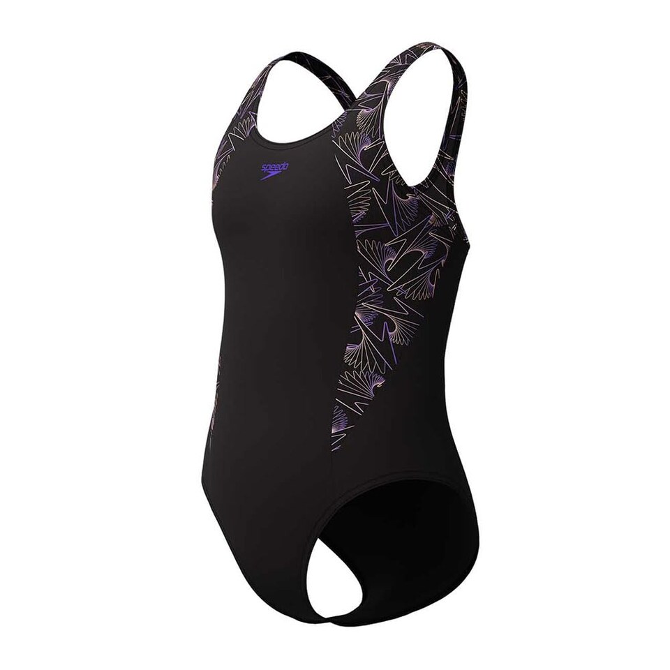 image 1 of Speedo Girls Hyperboom Splice Muscleback Swimsuit Swimming Costume Orange Size 5-6 Years