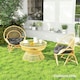 image 10 of Outsunny Outdoor Seat Cushions Set of 2, Tufted Round Chair Pads, Dark Grey 