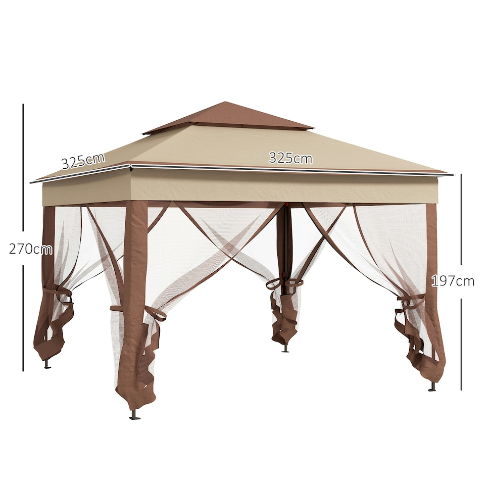 image 1 of Outsunny Garden Folding Tent Heavy Duty Pop Up Gazebo for Party Khaki