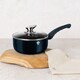 image 6 of Blaumann Cookware Frying Grill Pots Pan Saucepan Casserole Soft Touch Handle Lid | Black | Aquamarine | 18x8cm - Saucepan with Glass Lid - 1.65L