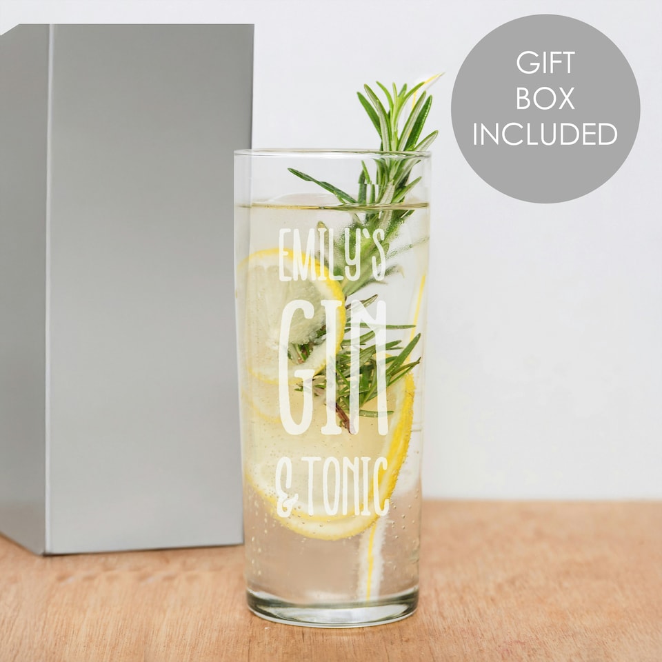 image 1 of Personalised Gin & Tonic Hi Ball Glass | Clear | 1