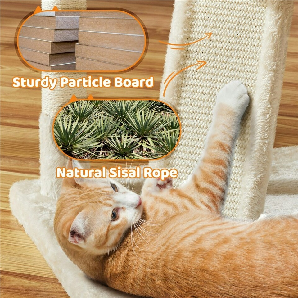 image 1 of Yaheetech 175 cm Plush Cat Tower with Condos Beige