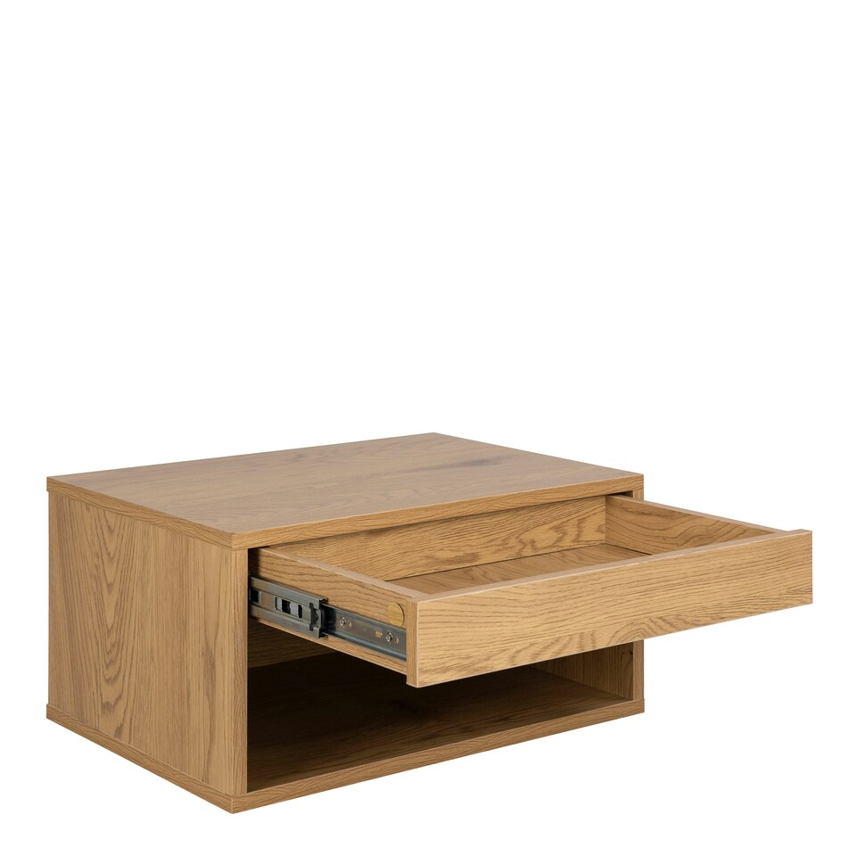 image 1 of Cholet Square Bedside Table with 1 Drawer in Oak