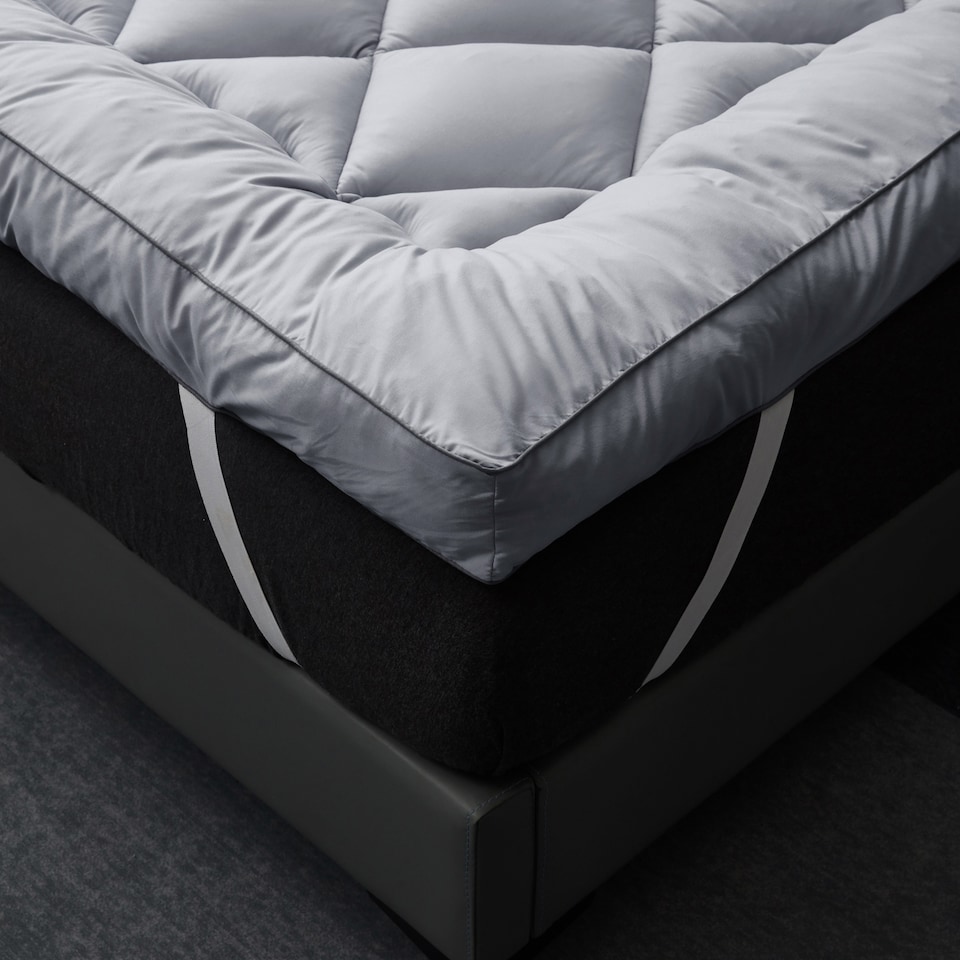 image 1 of Ezysleep 4 Inch Luxurious Shredded Memory Foam Mattress Topper - Soft Microfibre Cover | Grey | Grey