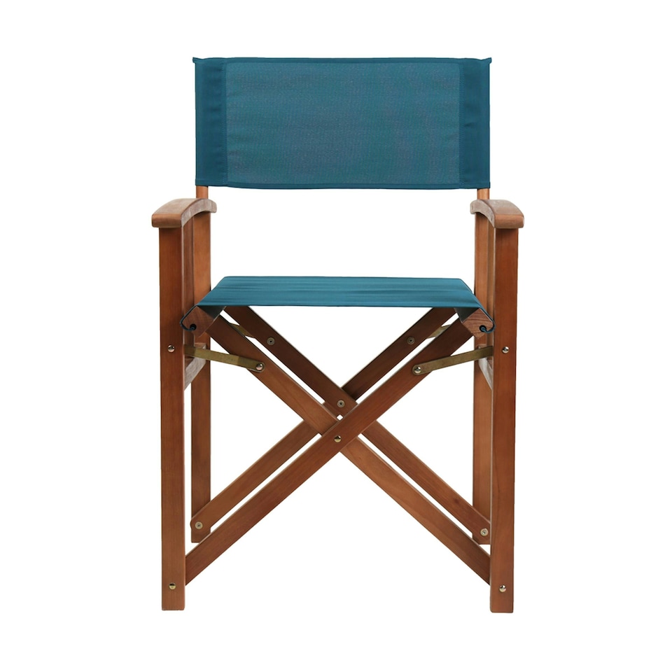 image 1 of Charles Bentley FSC Wooden Pair of Folding Directors Chairs Teal Pop-Up Garden