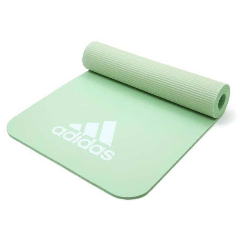 image 1 of Adidas 7mm Training Mat, 173 x 61 cm, Ridged Non-Slip Underside | Black | Black | 173 cm (L) x 61 (W) x 0.7 (H)