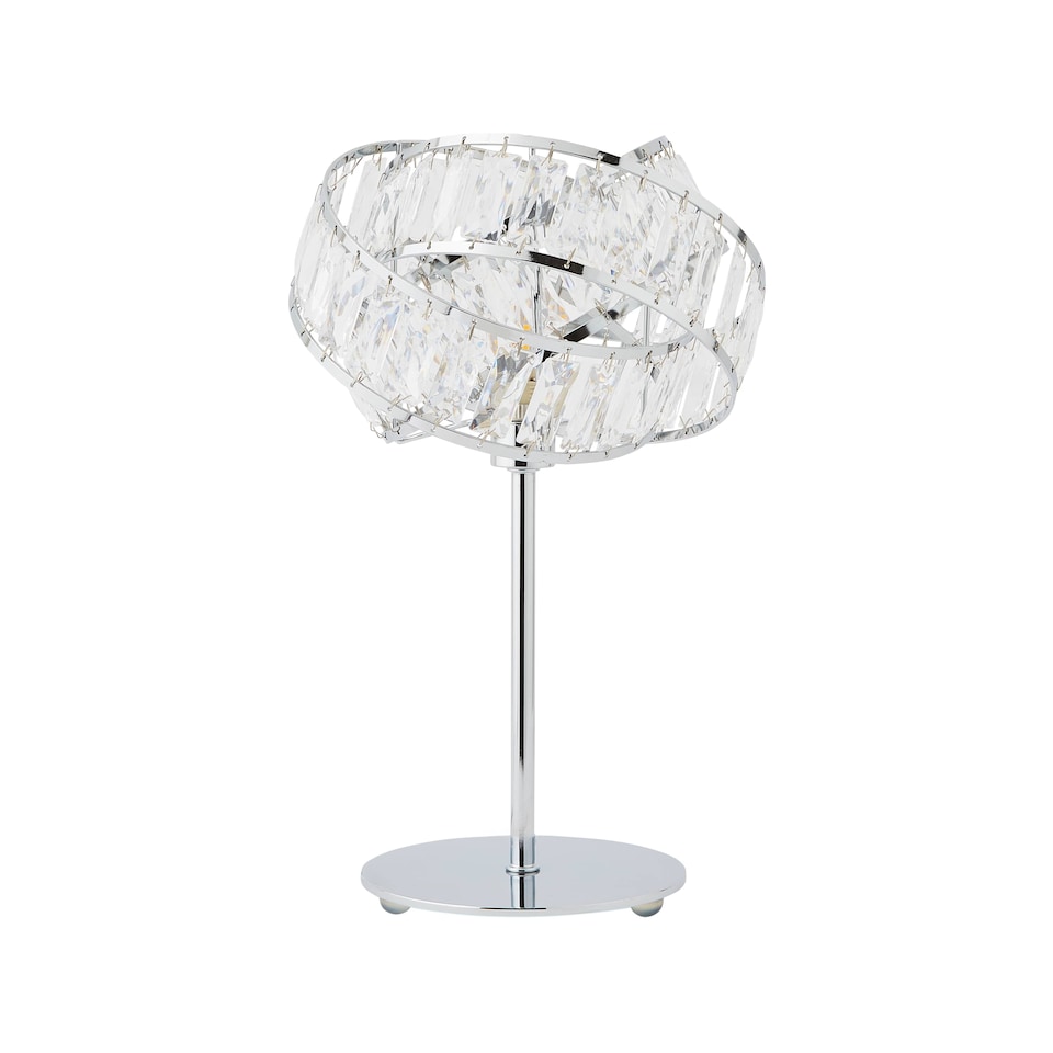 image 1 of ValueLights Polished Chrome And Clear Acrylic Jewel Intertwined Rings Design Table Lamp