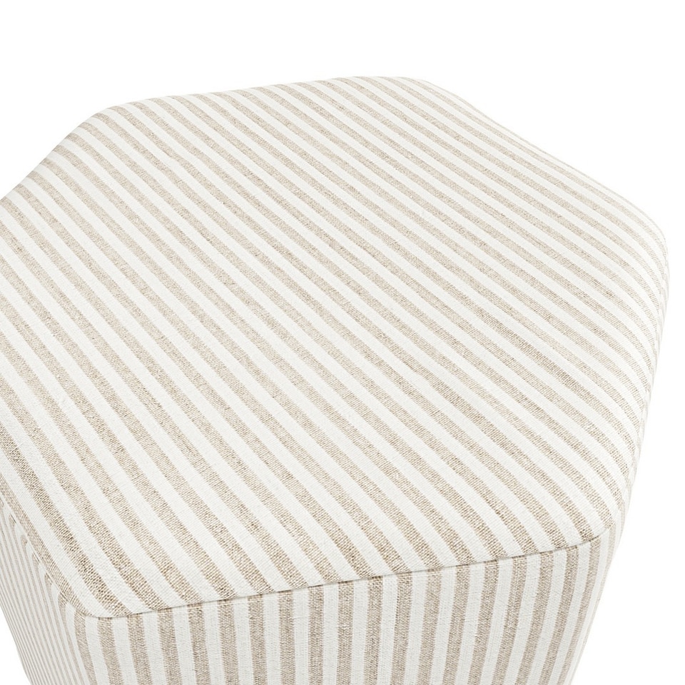 image 1 of Harbour Thin Stripe Stool - Cotton Blend - L42 x W38.5 x H45.5 cm - Beige - Fully Assembled