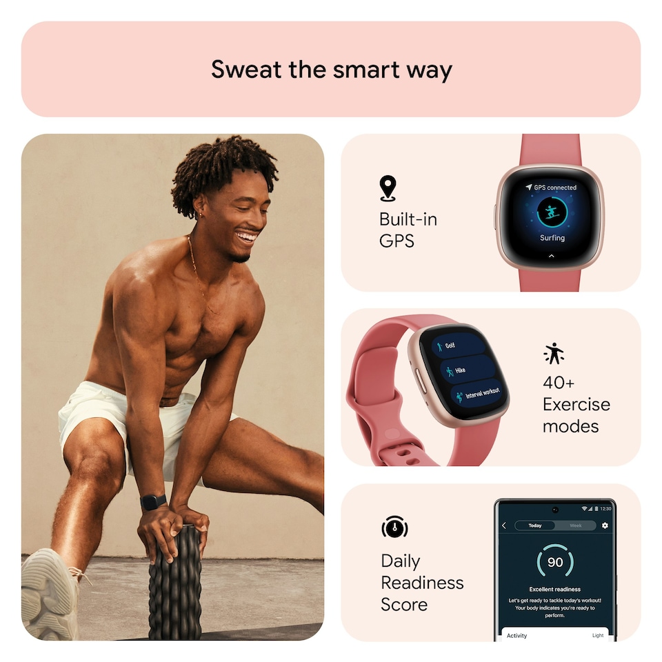 image 1 of Fitbit Versa 4 - Pink Sand / Copper Rose