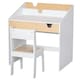 image 1 of HOMCOM Two-Piece Kids Desk and Chair Set Children Study Table w Storage | White