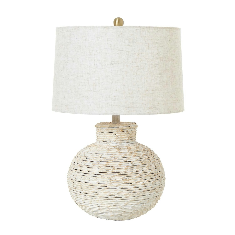 image 1 of Hill Interiors Bulbous Wicker Table Lamp (UK Plug) - Brown - 61cm x 40cm x 40cm