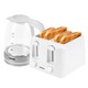 image 1 of Geepas 4 Slice Bread Toaster & 1.7L Illuminating Electric Glass Kettle Set | White