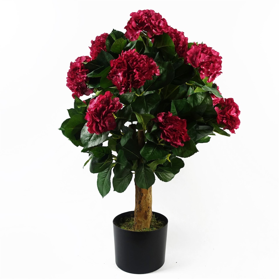 image 1 of Artificial Pink Hydrangea Plant Potted 75cm Bush Botanik