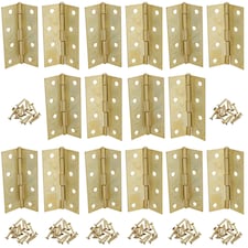 4" (100mm) Brass Plated Steel Door Cabinet Closet Gate Hinges Butt Hinge 16pk Gold