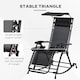 image 6 of Outsunny Garden Rocking Chair Folding Recliner Outdoor Adjustable Sun Lounger Rocker Zero-Gravity Seat with Headrest Side Holder Patio Deck - Black