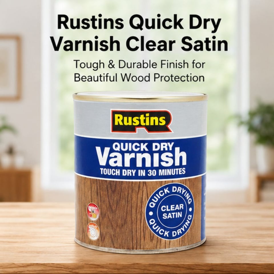 image 1 of Rustins Quick Dry Varnish Satin Clear 500ml - AVSC500 | Clear | 500ml | 1