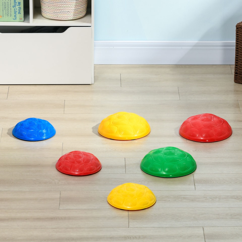 image 1 of ZONEKIZ 6PCs Balance Stepping Stones w Non-Slip Mats for Ages 3-8 Years
