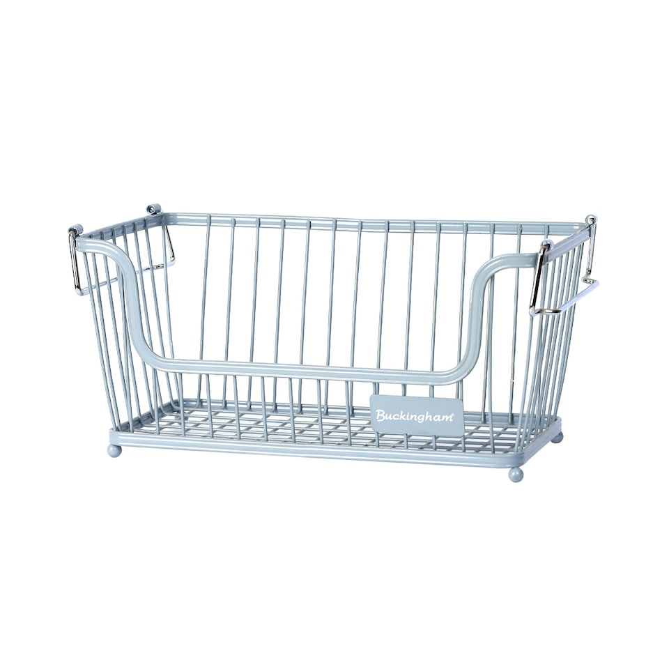 image 1 of Buckingham Multi-Purpose Stackable Storage Organising Basket 30.5 x 16 x 15 cm Light Grey