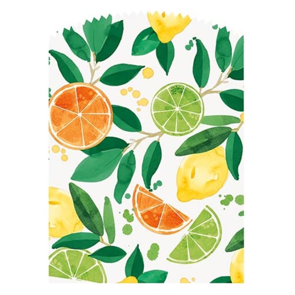 Citrus Fruit Paper Treat Bags with Stickers - Pack of 6