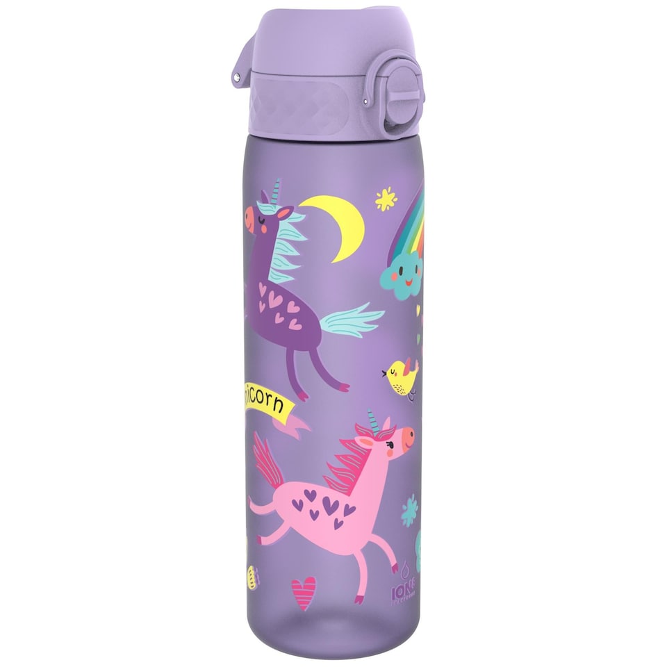 image 1 of Leak Proof Slim Water Bottle, BPA Free, 500ml (18oz) | Purple | Unicorns Periwinkle | One Size