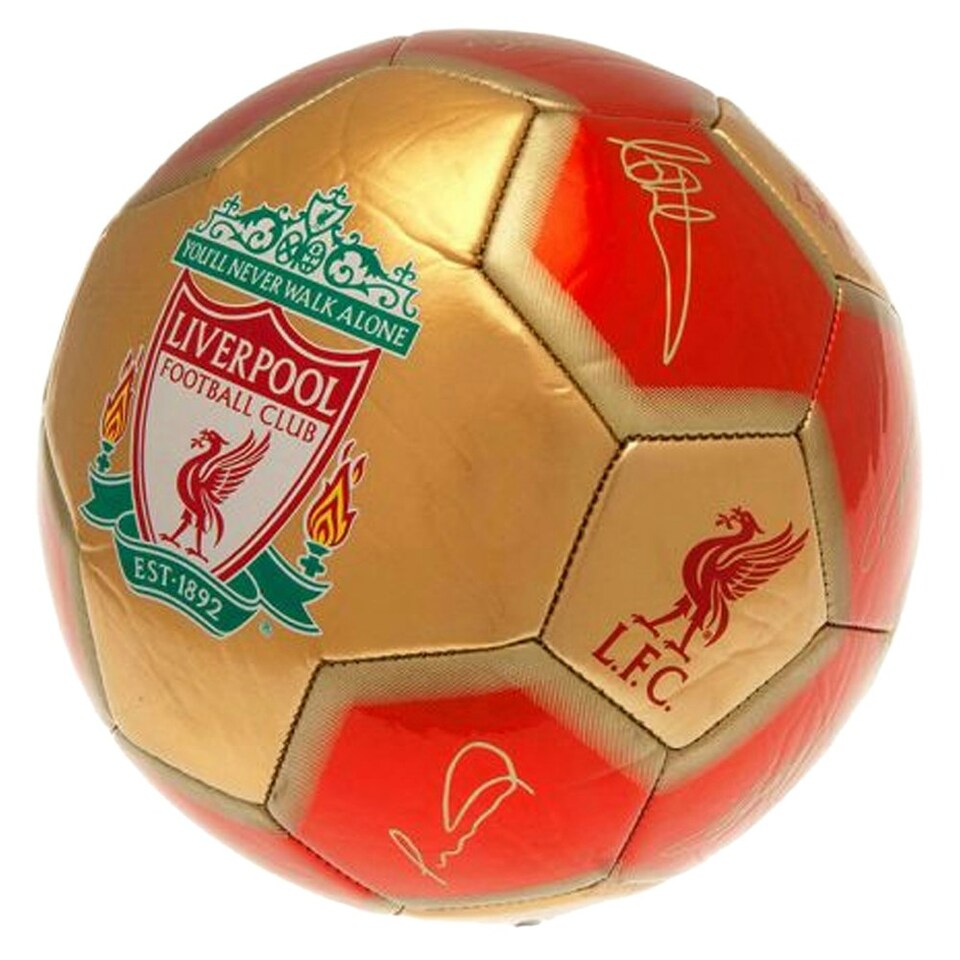 image 1 of Liverpool FC Printed Signature Mini Football - Red/Gold - 1