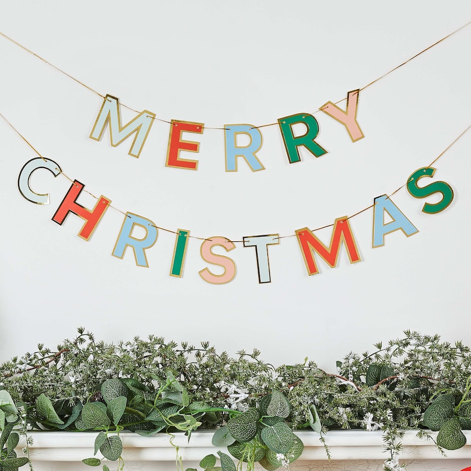 image 1 of Merry Christmas Card Banner 2.5m | Multi