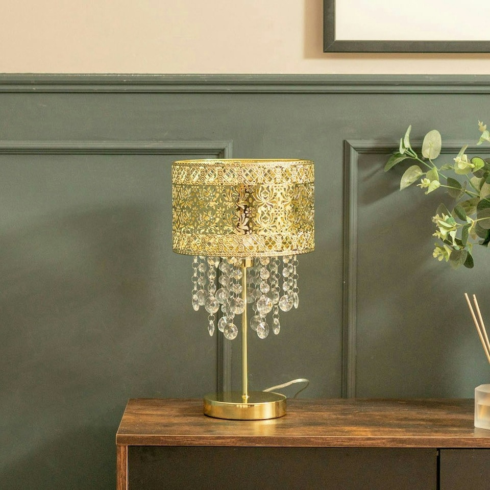 image 1 of ValueLights Enna Polished Gold Table Lamp with Gold Tiered Shade