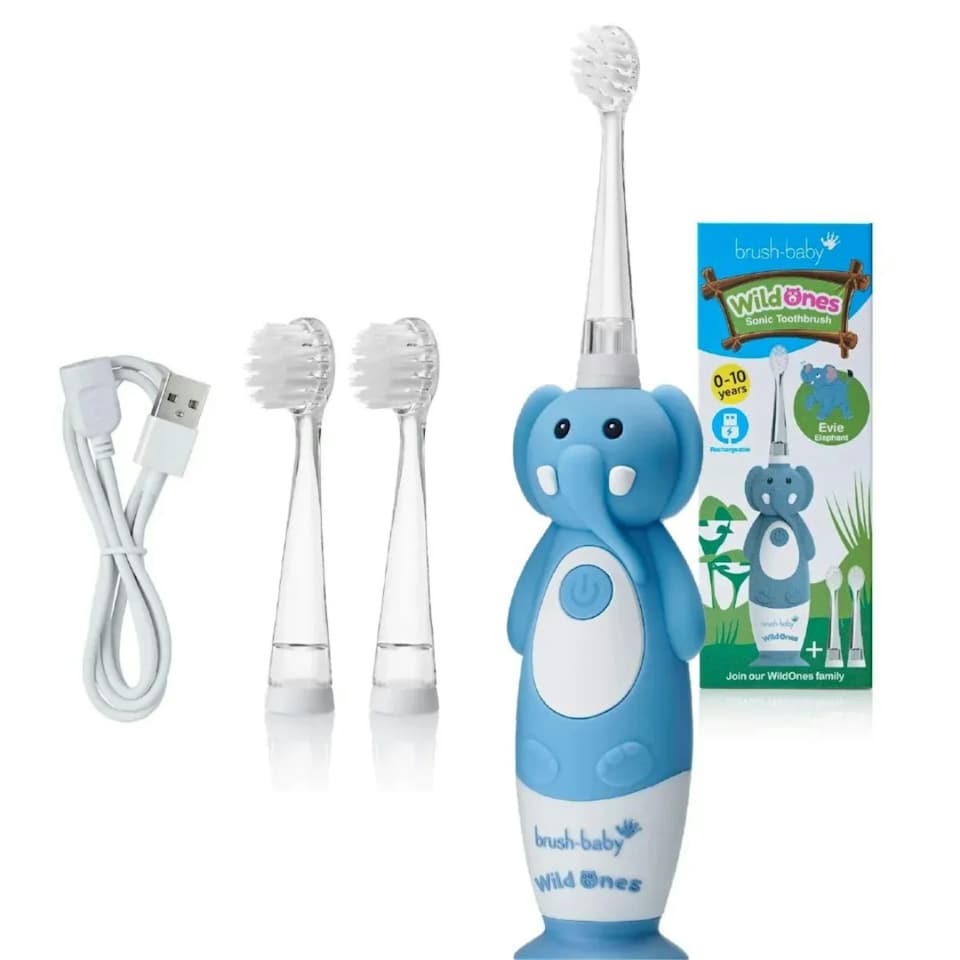 image 1 of Brush Baby WildOnes™ Elephant Kids Electric Rechargeable Toothbrush