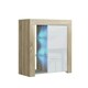 image 1 of Sideboard 75cm White Gloss Door Oak Matt Body Glass Shelves Free LED Multi | Oak