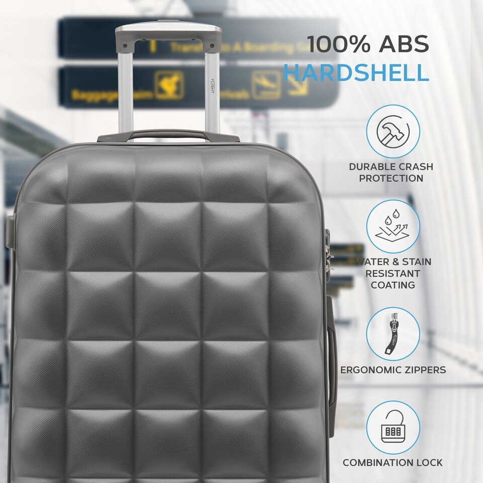 image 1 of Flight Knight Bubble Suitcase Ryanair easyJet Jet2 Approved 8 Wheel Hardcase Suitcases Cabin or Medium & Large Check-in Sizes | Grey | Anthracite | Large