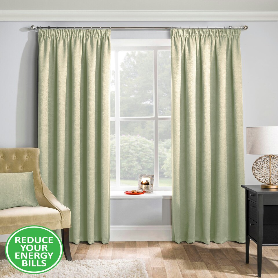 image 1 of Matrix Green Curtains 66 x 54 inch (168 x 137 cm) Room Darkening Pencil Pleat Thermal Noise Reducing Curtains for Bedroom and Living Room